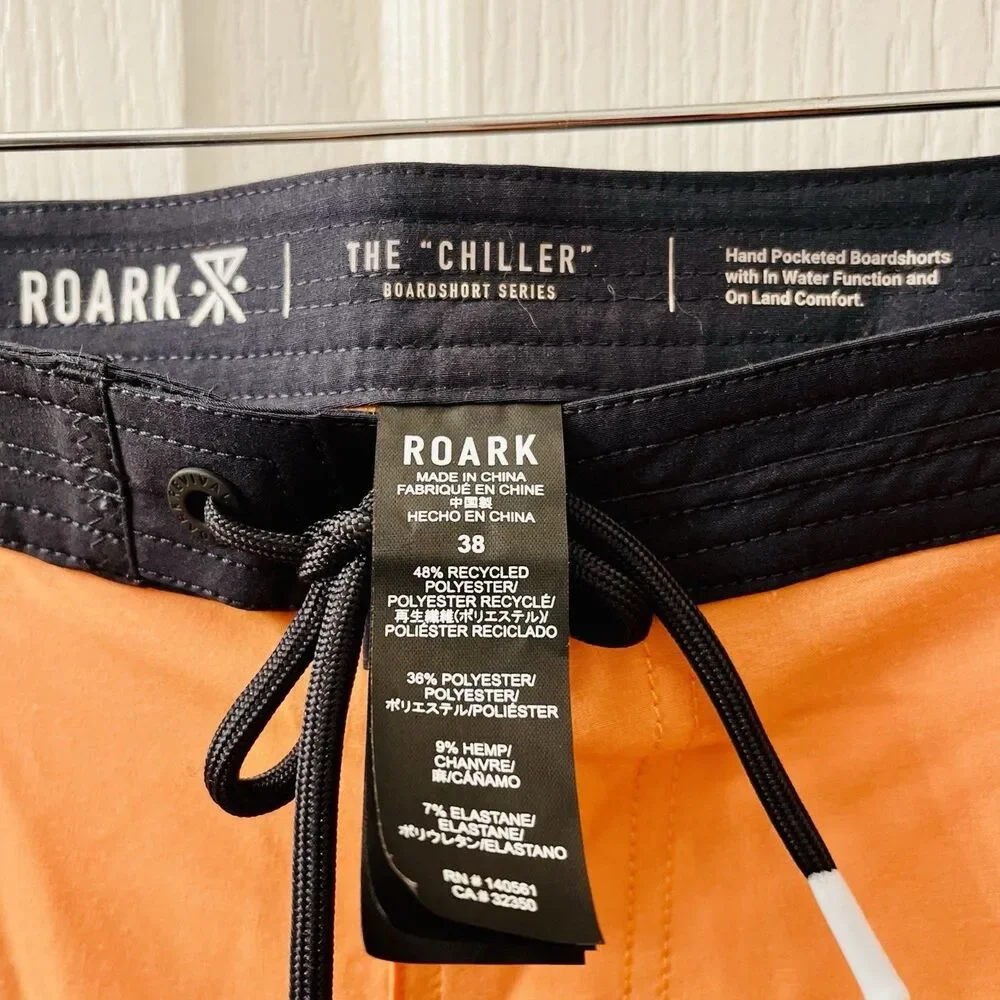 Roark Chiller Mixtape 17”‎ Boardshorts Orange Men's 38 Swim Trunks Shorts RB454